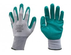 NAVI-Găng tay polyester phủ PU Natri lòng (trắng-xanh lá) 35 g Size M